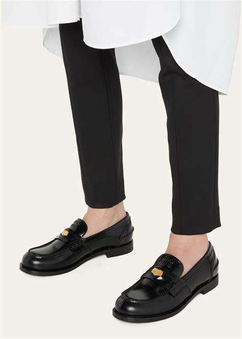 leather penny loafers miu miu